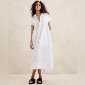 BANANA REPUBLIC white  RHYAH POPLIN MAXI DRESS - SIZE m/l